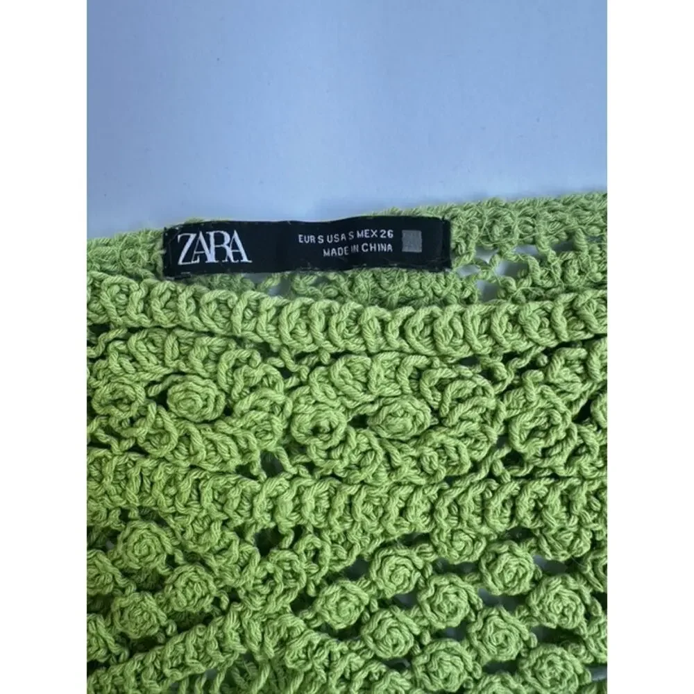 Zara Lime Green Crochet Crop Top